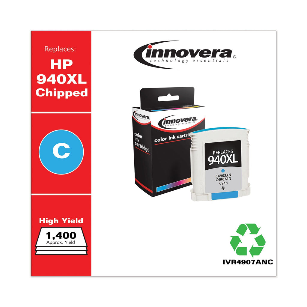 Innovera Remanufactured Cyan High-Yield Ink, Replacement for 940XL (C4907AN), 1,400 Page-Yield