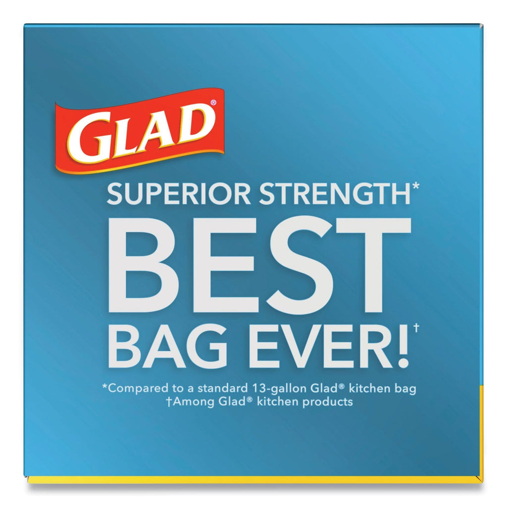 Glad ForceFlexPlus OdorShield Tall Kitchen Drawstring Trash Bags, 13 gal, 0.9 mil, 24" x 28", White, 204/Carton