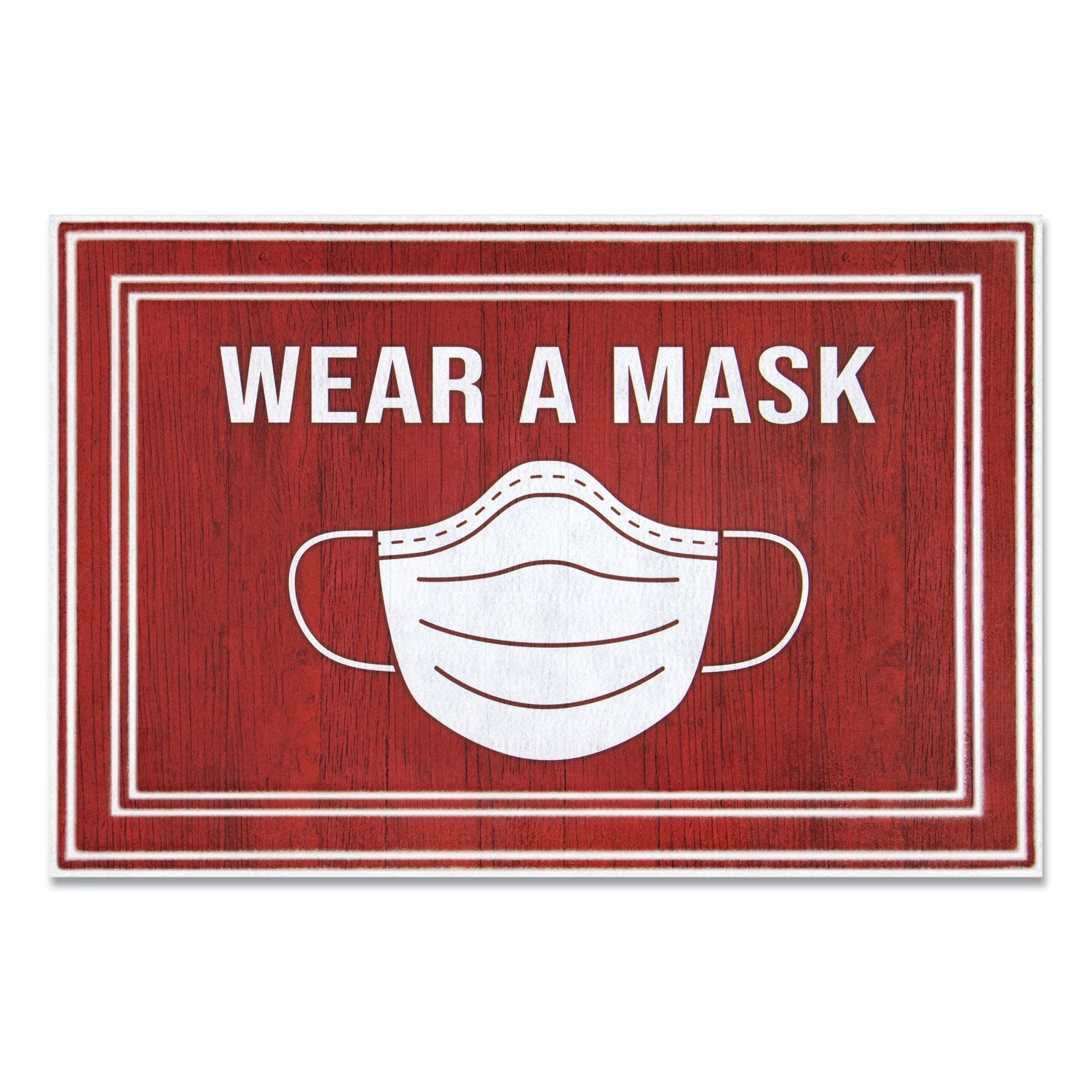 Apache Mills Message Floor Mats, 24 x 36, Red/White, "Wear A Mask"