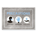 Apache Mills Message Floor Mats, 24 x 36, Gray/Blue, "Precautions Wear Masks Wear Gloves Wash Hands"