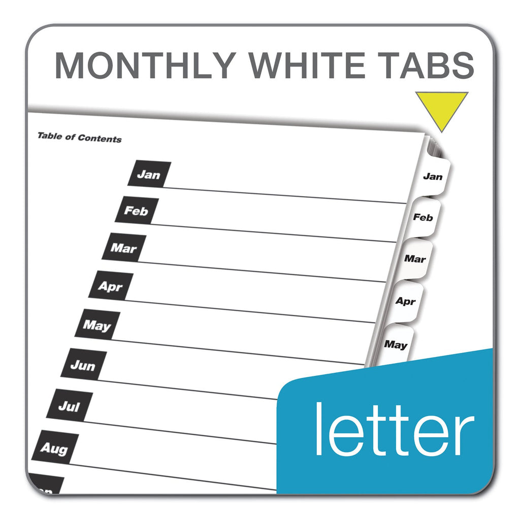 Cardinal OneStep Printable Table of Contents and Dividers, 12-Tab, Jan. to Dec., 11 x 8.5, White, White Tabs, 1 Set