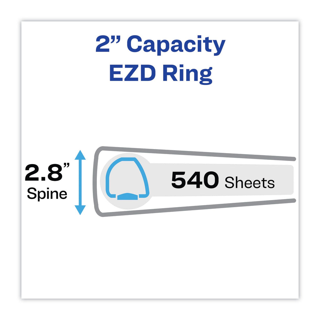 Avery Heavy-Duty Non Stick View Binder with DuraHinge and Slant Rings, 3 Rings, 2" Capacity, 11 x 8.5, White, 4/Pack
