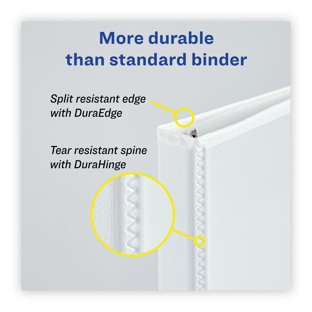 Avery Heavy-Duty Non Stick View Binder with DuraHinge and Slant Rings, 3 Rings, 2" Capacity, 11 x 8.5, White, 4/Pack