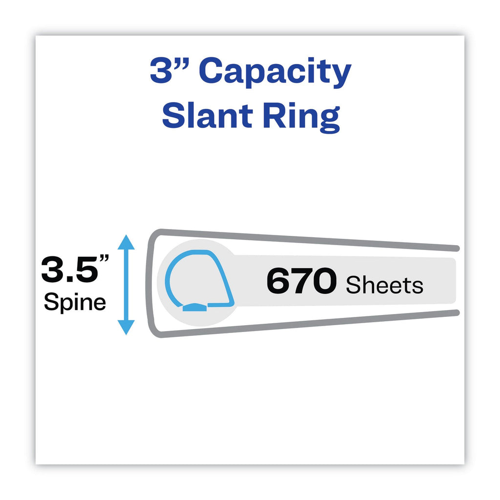 Avery Heavy-Duty Non Stick View Binder with DuraHinge and Slant Rings, 3 Rings, 3" Capacity, 11 x 8.5, White, 2/Pack