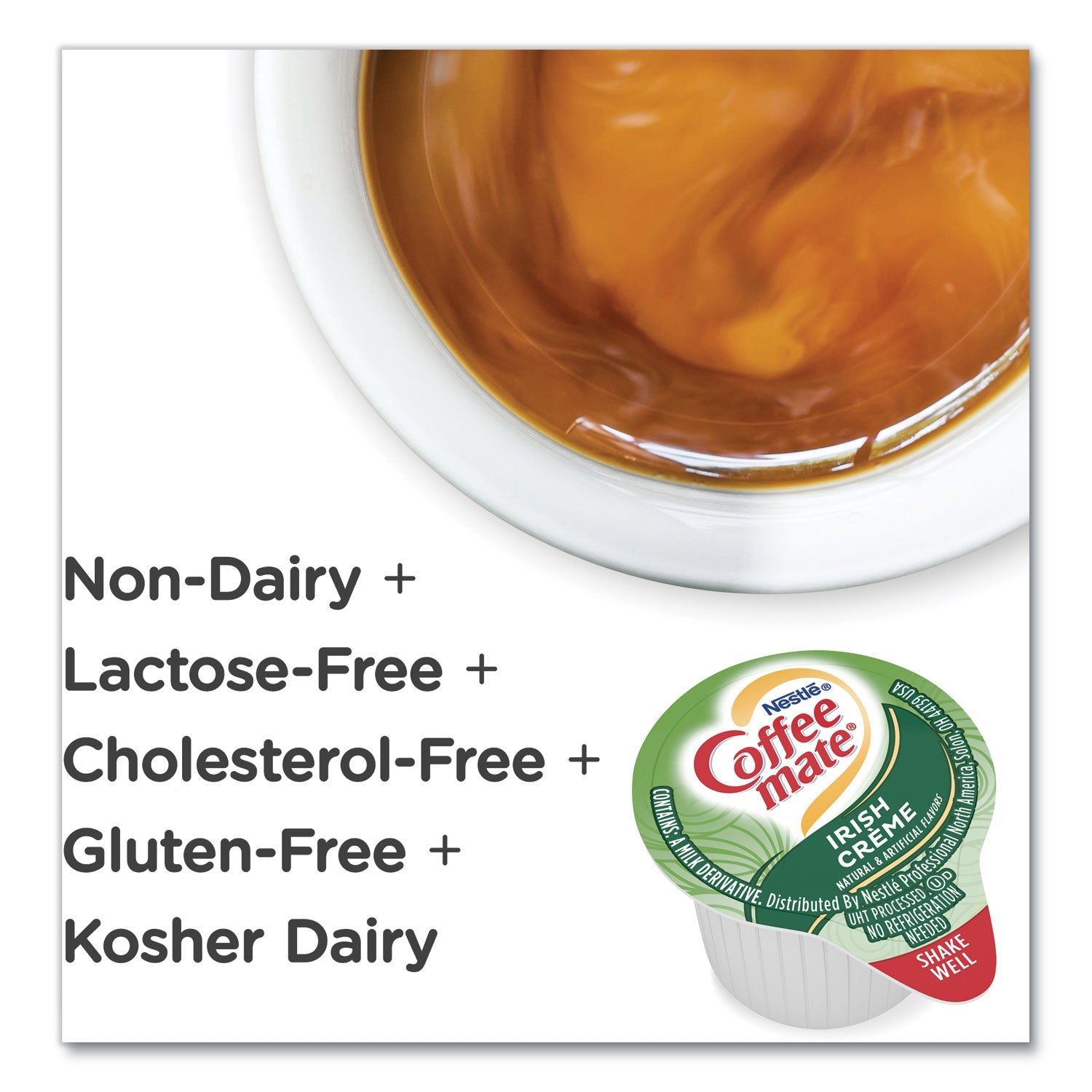 Coffee mate Liquid Coffee Creamer, Irish Creme, 0.38 oz Mini Cups, 50/Box, 4 Boxes/Carton, 200 Total/Carton