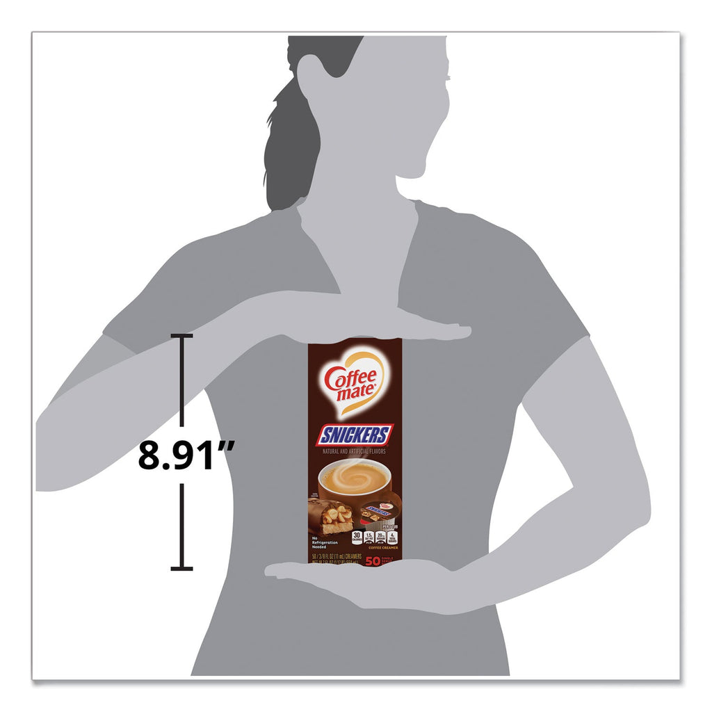 Coffee mate Liquid Coffee Creamer, Snickers, 0.38 oz Mini Cups, 200 Cups/Carton