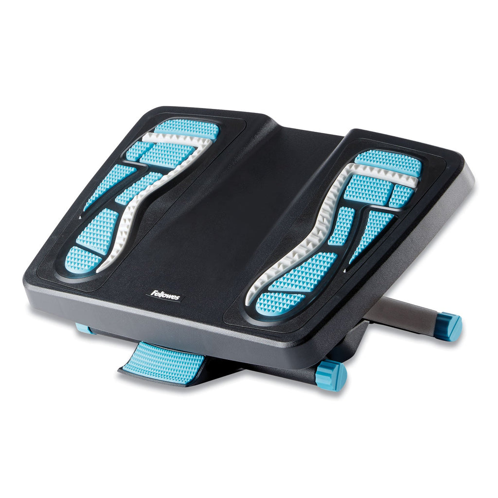 Fellowes Energizer Foot Support, 17.88w x 13.25d x 4 to 6.5h, Charcoal/Blue/Gray