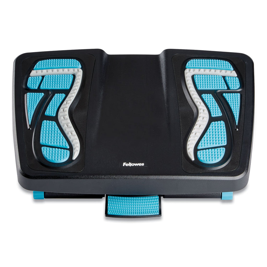 Fellowes Energizer Foot Support, 17.88w x 13.25d x 4 to 6.5h, Charcoal/Blue/Gray