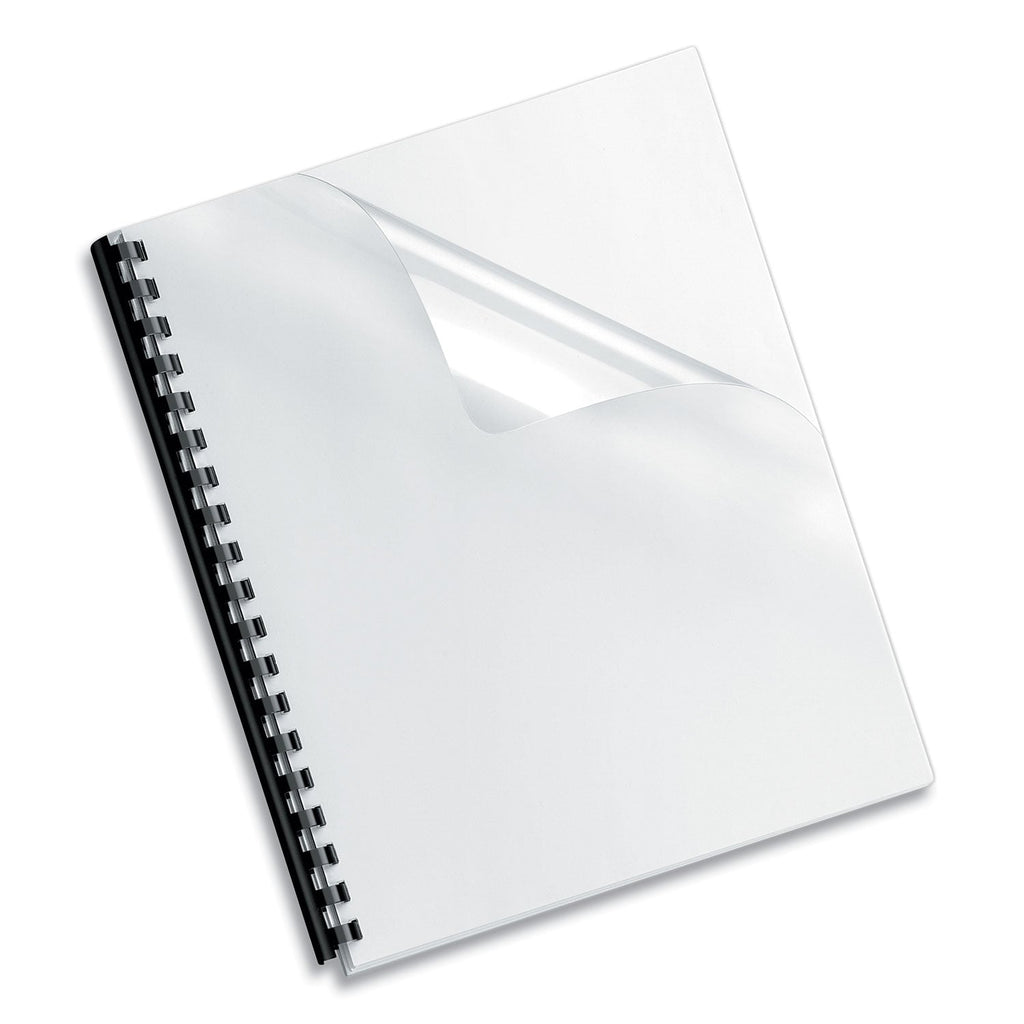 Fellowes Crystals Transparent Presentation Covers for Binding Systems, Clear, with Square Corners, 11 x 8.5, 3-Hole Punched, 100/Pack