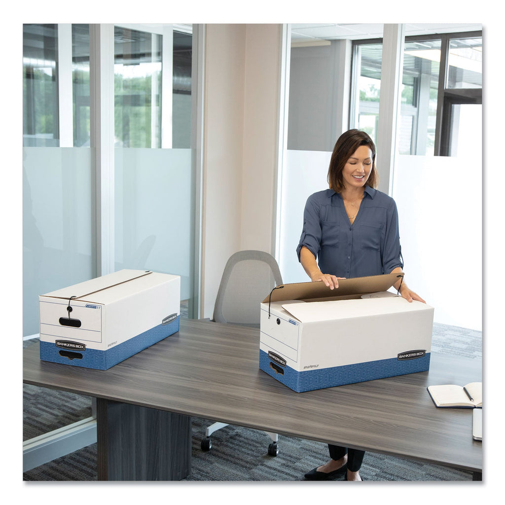 Bankers Box LIBERTY Heavy-Duty Strength Storage Boxes, Legal Files, 15.25" x 24.13" x 10.75", White/Blue, 12/Carton