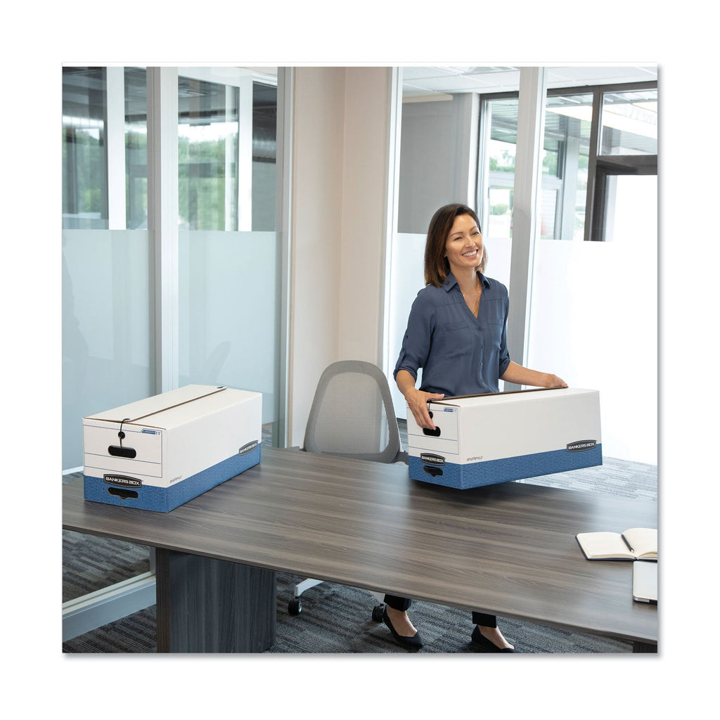 Bankers Box LIBERTY Heavy-Duty Strength Storage Boxes, Legal Files, 15.25" x 24.13" x 10.75", White/Blue, 12/Carton