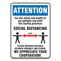Accuform Social Distance Signs, Wall, 7 x 10, Patients and Staff Social Distancing, Humans/Arrows, Blue/White, 10/Pack