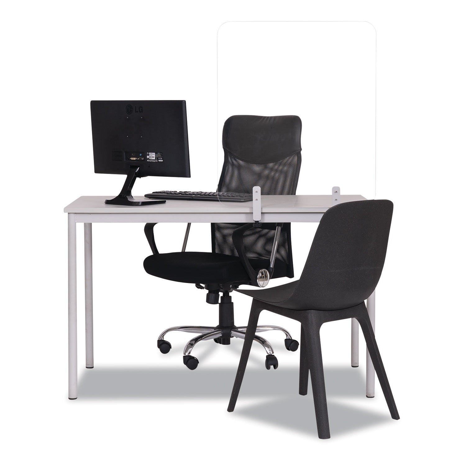MasterVision Protector Series Frameless Glass Desktop Divider, 35.4 x 0.16 x 35.4, Clear/Aluminum