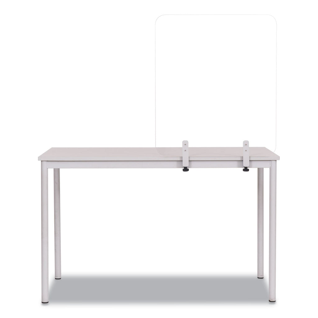 MasterVision Protector Series Frameless Glass Desktop Divider, 35.4 x 0.16 x 35.4, Clear/Aluminum