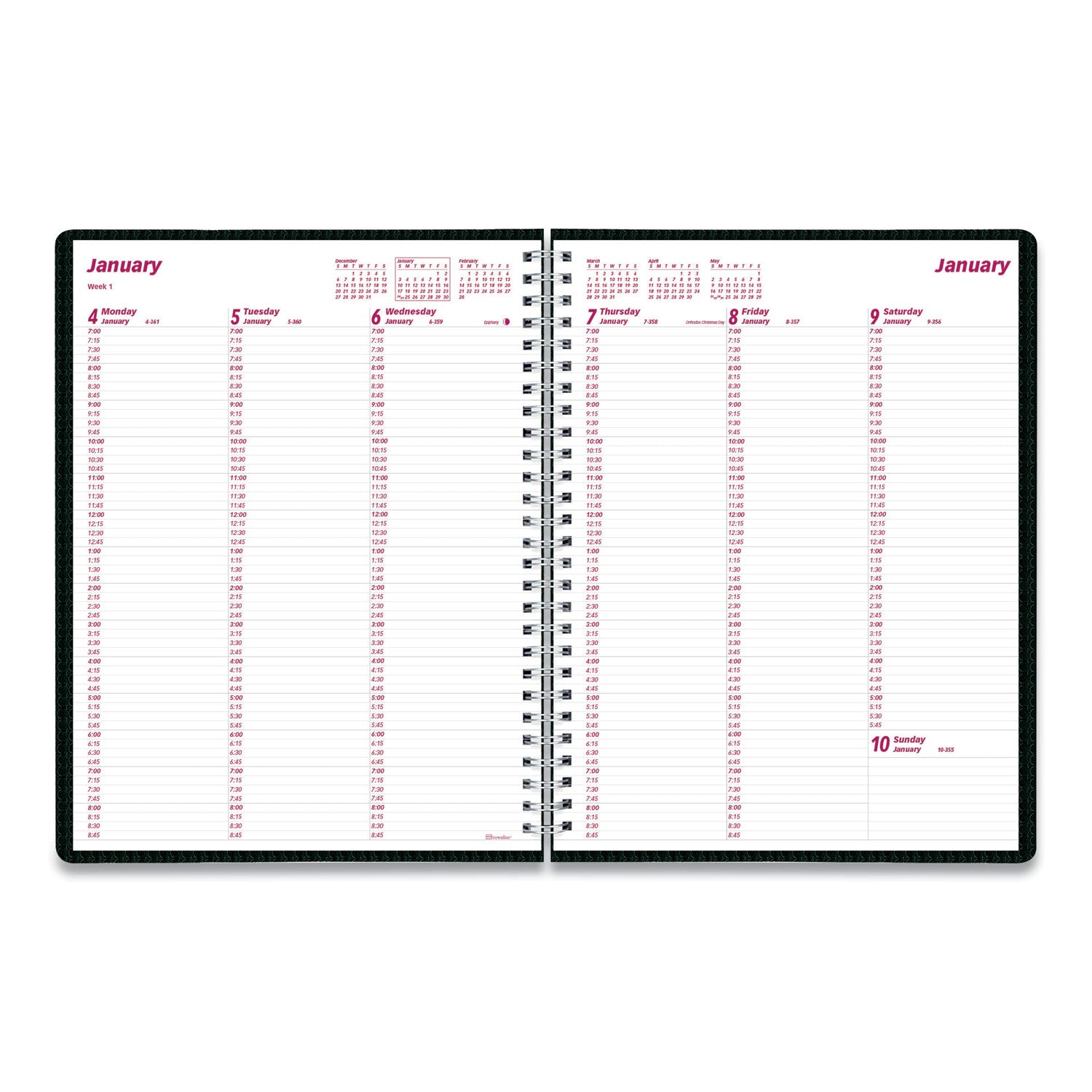 Brownline DuraFlex Weekly Planner, 11 x 8.5, Black Cover, 12-Month (Jan to Dec): 2023