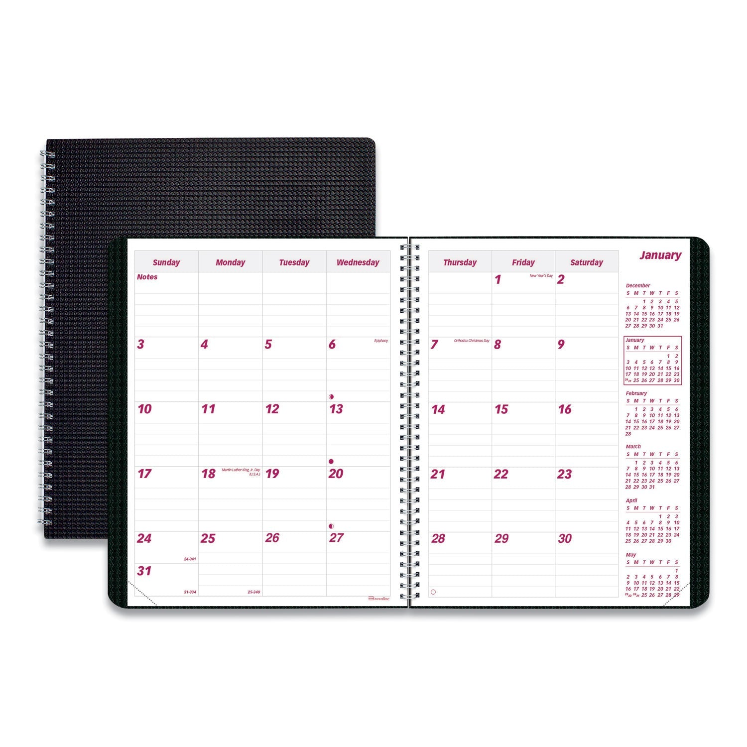 Brownline DuraFlex 14-Month Planner, 8.88 x 7.13, Black Cover, 14-Month (Dec to Jan): 2022 to 2024