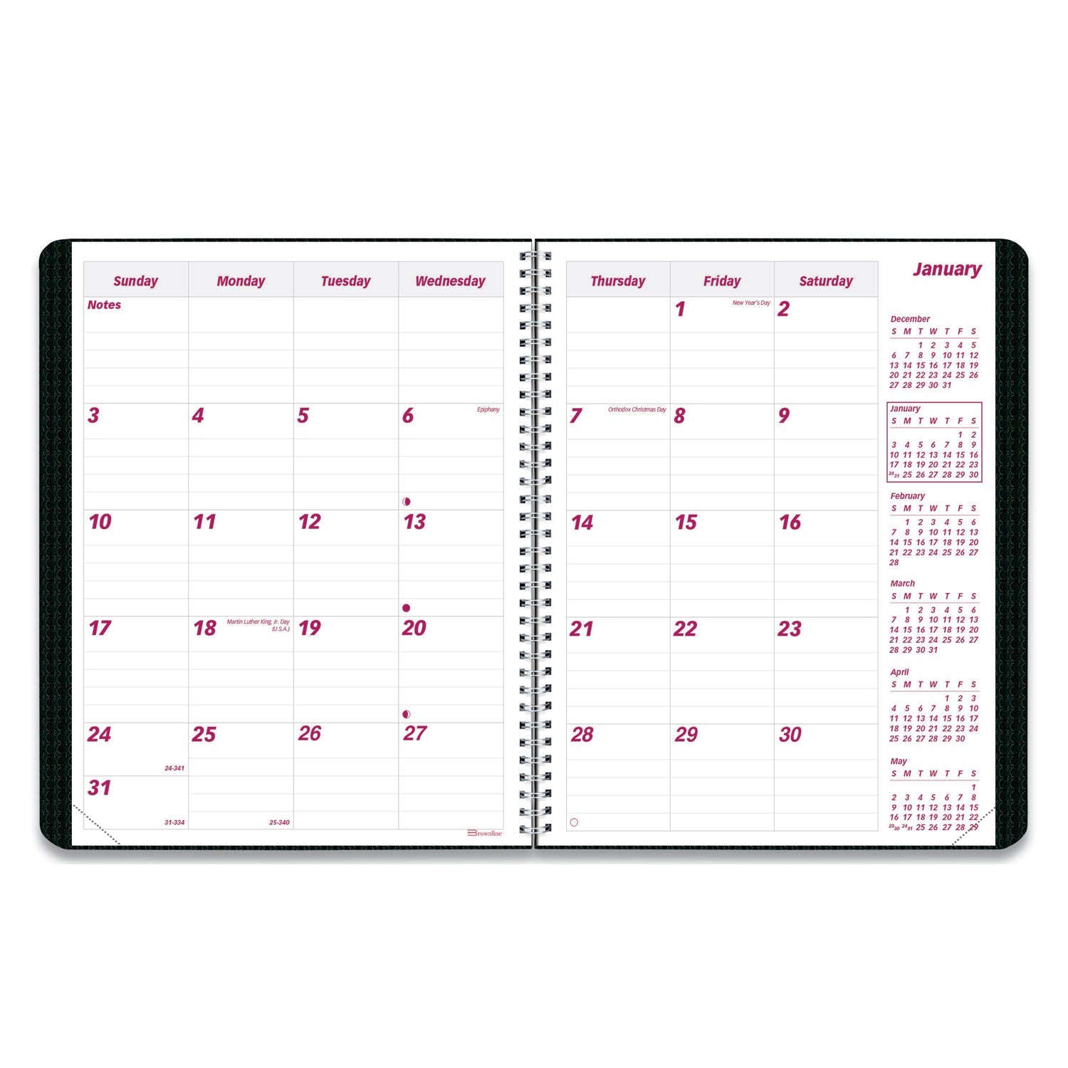Brownline DuraFlex 14-Month Planner, 8.88 x 7.13, Black Cover, 14-Month (Dec to Jan): 2022 to 2024