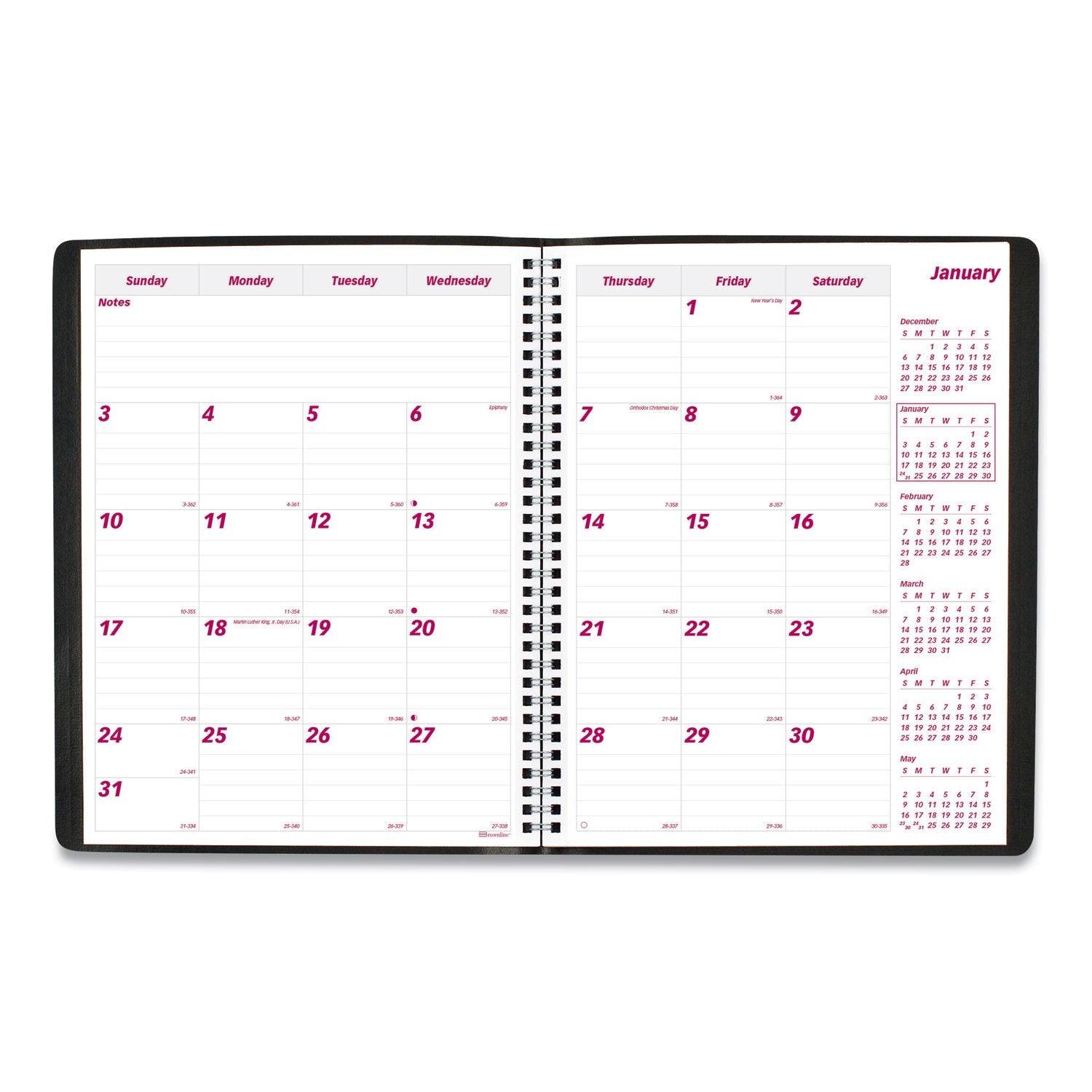 Brownline Essential Collection 14-Month Ruled Monthly Planner, 11 x 8.5, Black Cover, 14-Month (Dec to Jan): 2022 to 2024