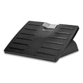 Fellowes Adjustable Locking Footrest with Microban, 17.5w x 13.13d x 4.13 to 5.63h, Black/Silver