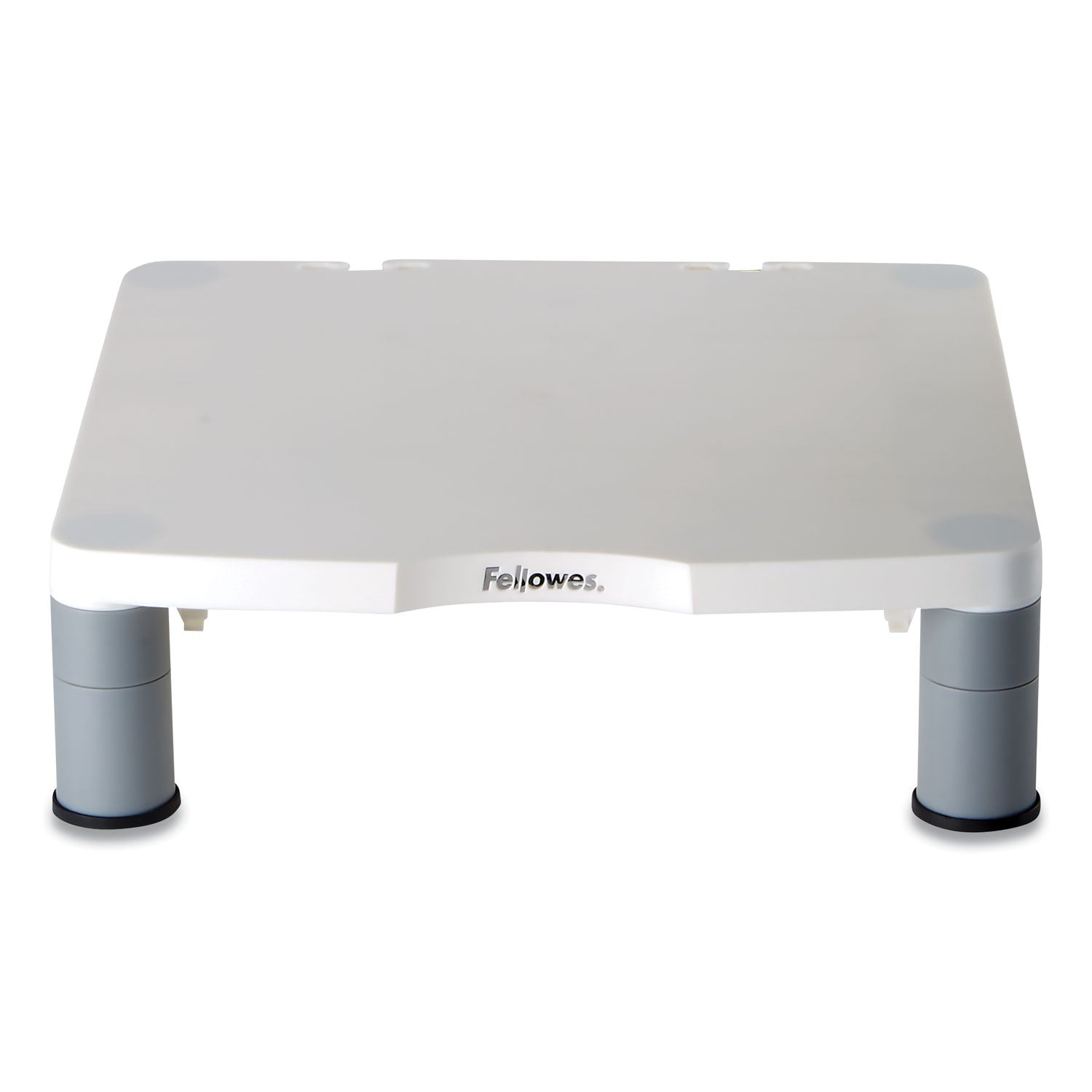 Fellowes Standard Monitor Riser, For 21" Monitors, 13.38" x 13.63" x 2" to 4", Platinum/Graphite, Supports 60 lbs
