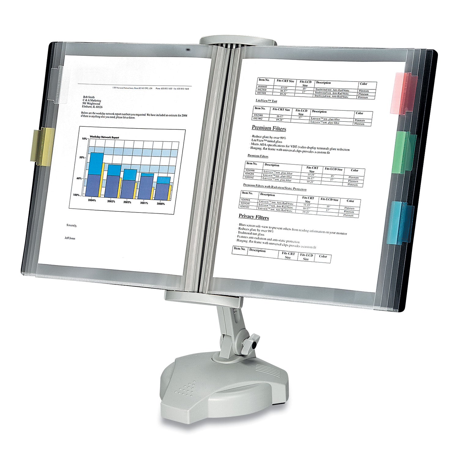 Fellowes Reference Rack, Plastic, Letter, 10 Pockets, Platinum