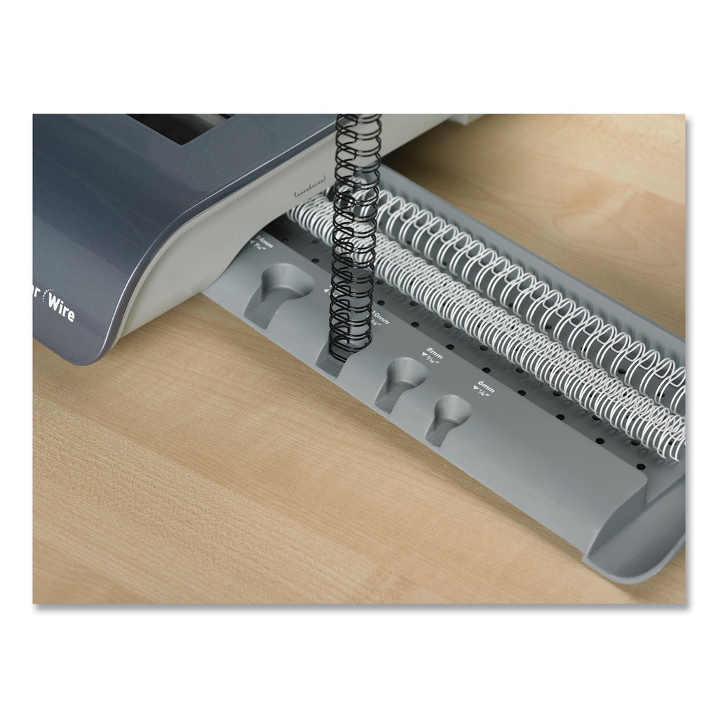 Fellowes Quasar Manual Wire Binding Machine, 130 Sheets, 8.13 x 15.38 x 5.13, Metallic Gray