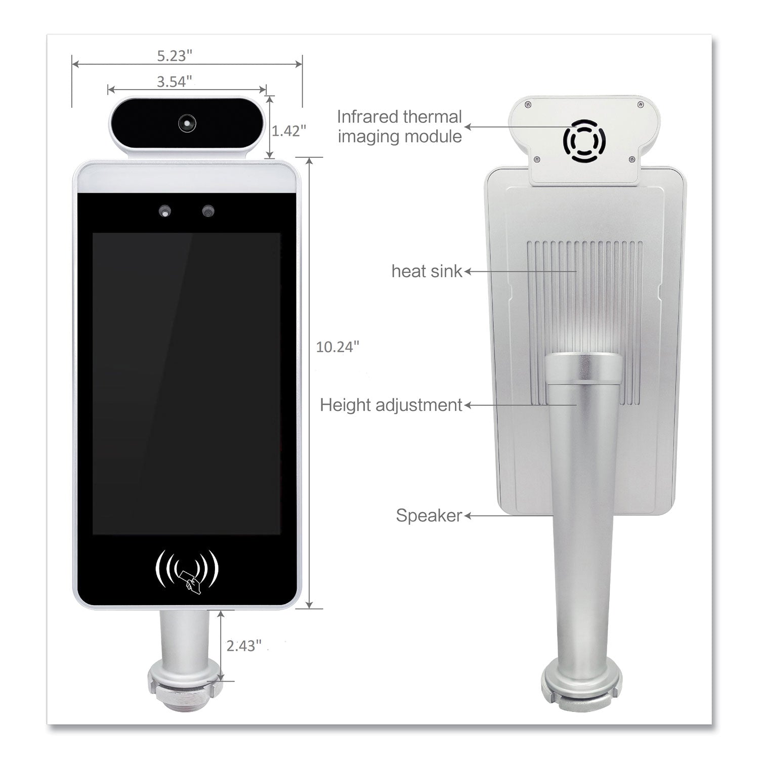 OneScreen GoSafe Octa-Core Processor Body Temperature and Facial Recognition Scanner, 8" LCD, 800 x 1280 Pixels
