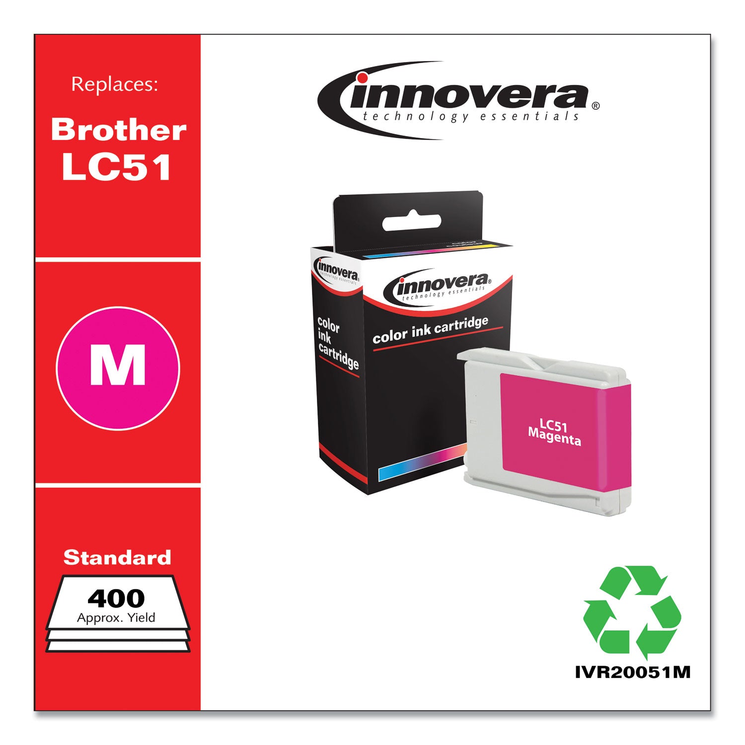 Innovera Remanufactured Magenta Ink, Replacement for LC51M, 400 Page-Yield