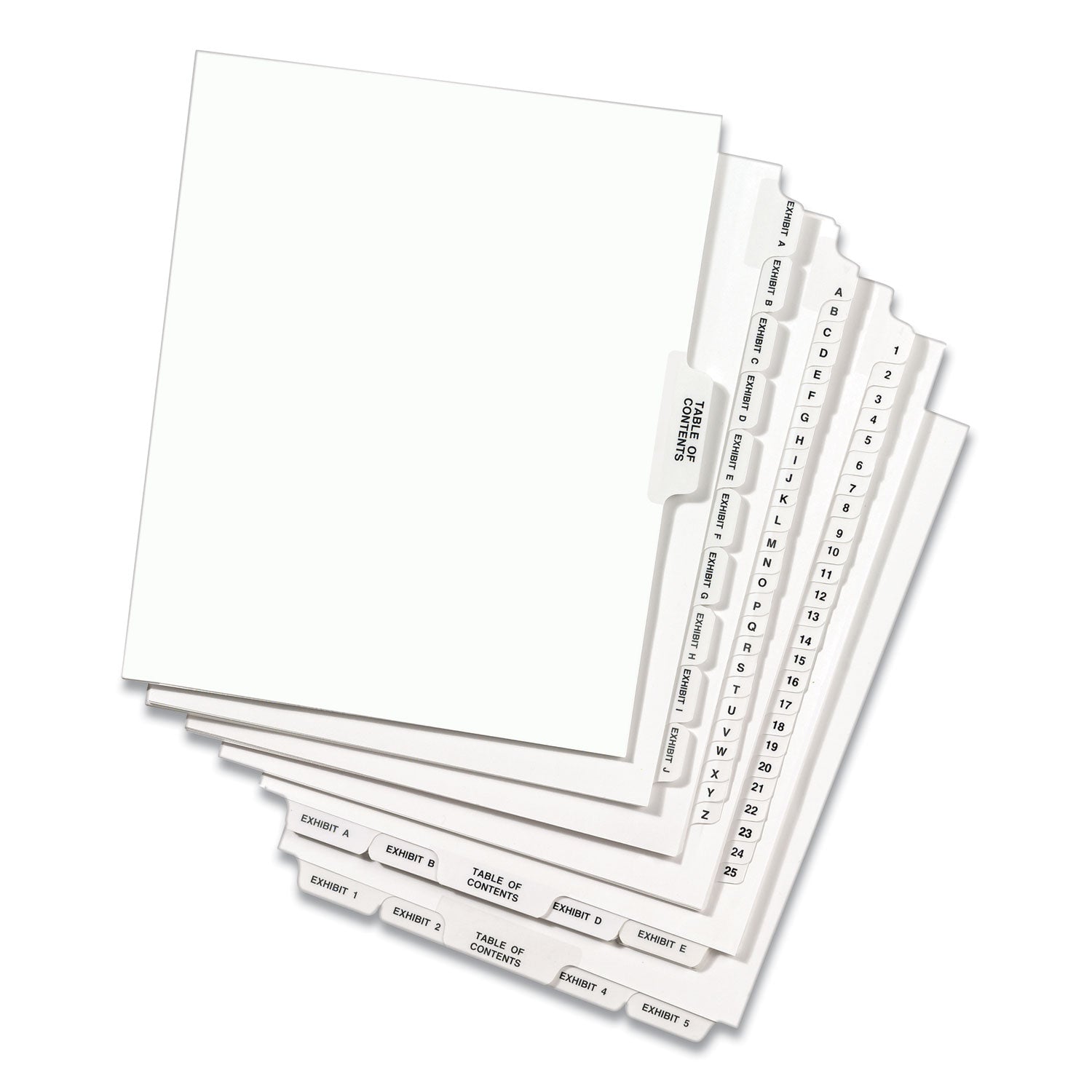 Avery Preprinted Legal Exhibit Bottom Tab Index Dividers, Avery Style, 27-Tab, Exhibit A to Exhibit Z, 11 x 8.5, White, 1 Set