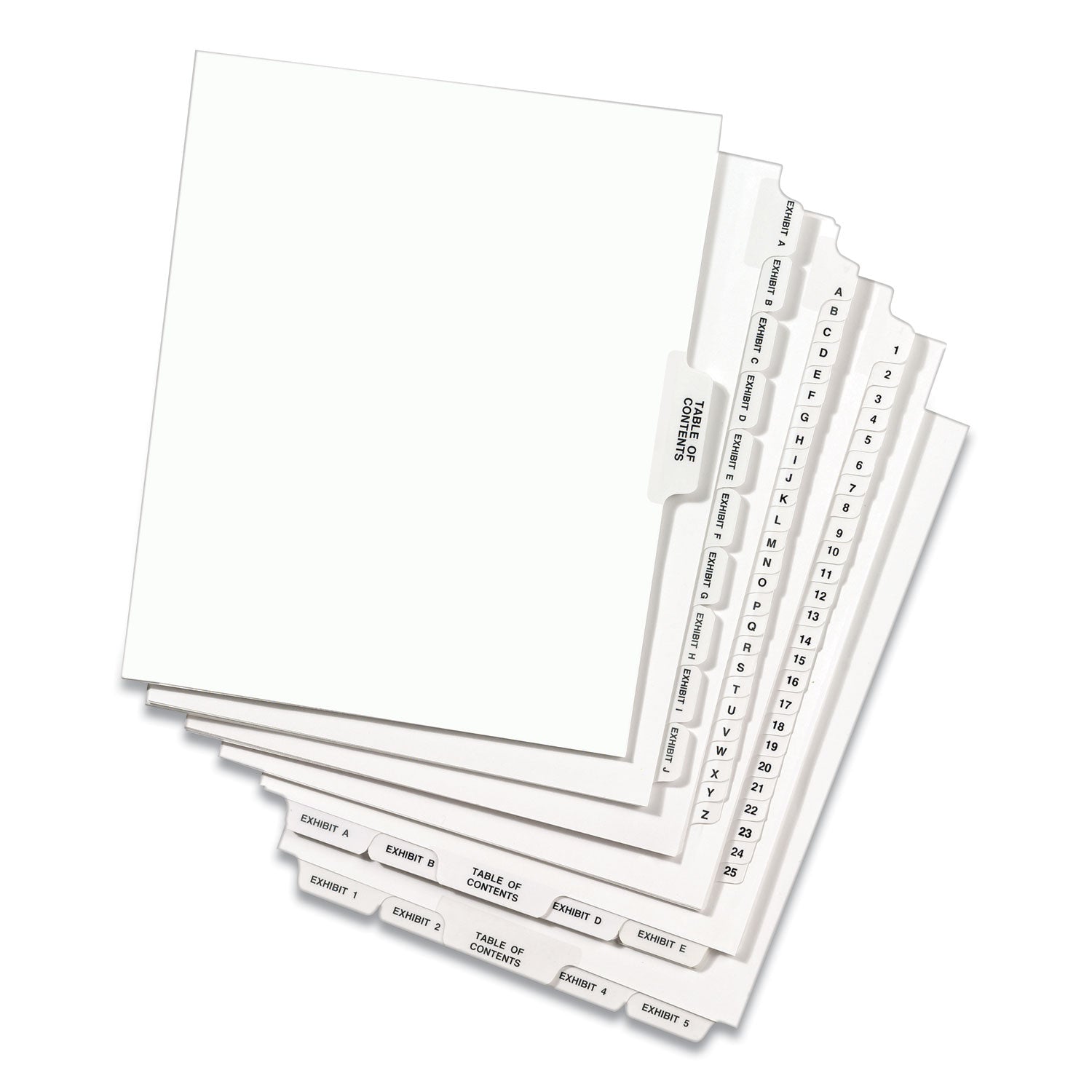 Avery Preprinted Legal Exhibit Side Tab Index Dividers, Avery Style, 25-Tab, 76 to 100, 11 x 8.5, White, 1 Set, (1333)