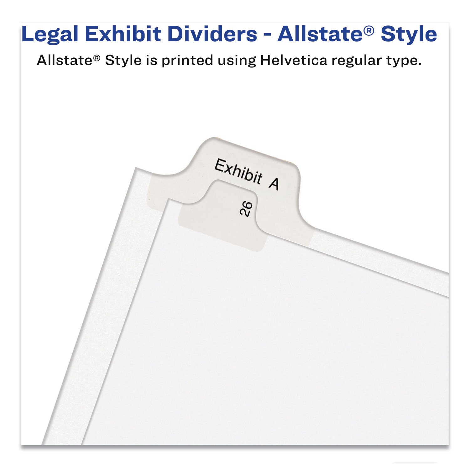 Avery Preprinted Legal Exhibit Side Tab Index Dividers, Allstate Style, 10-Tab, 1, 11 x 8.5, White, 25/Pack
