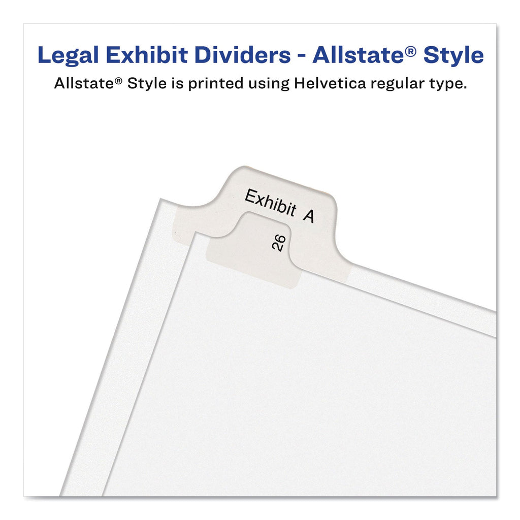 Avery Preprinted Legal Exhibit Side Tab Index Dividers, Allstate Style, 10-Tab, 7, 11 x 8.5, White, 25/Pack