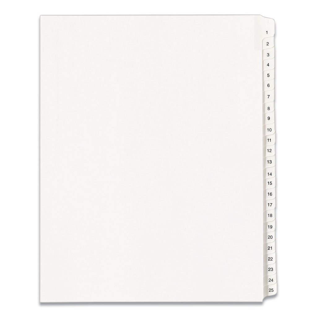 Avery Preprinted Legal Exhibit Side Tab Index Dividers, Allstate Style, 25-Tab, 1 to 25, 11 x 8.5, White, 1 Set, (1701)