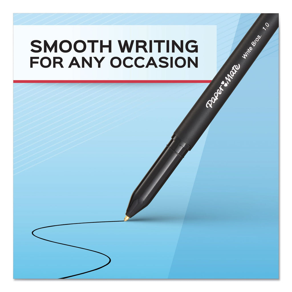 Paper Mate Write Bros. Ballpoint Pen, Stick, Medium 1 mm, Red Ink, Red Barrel, Dozen