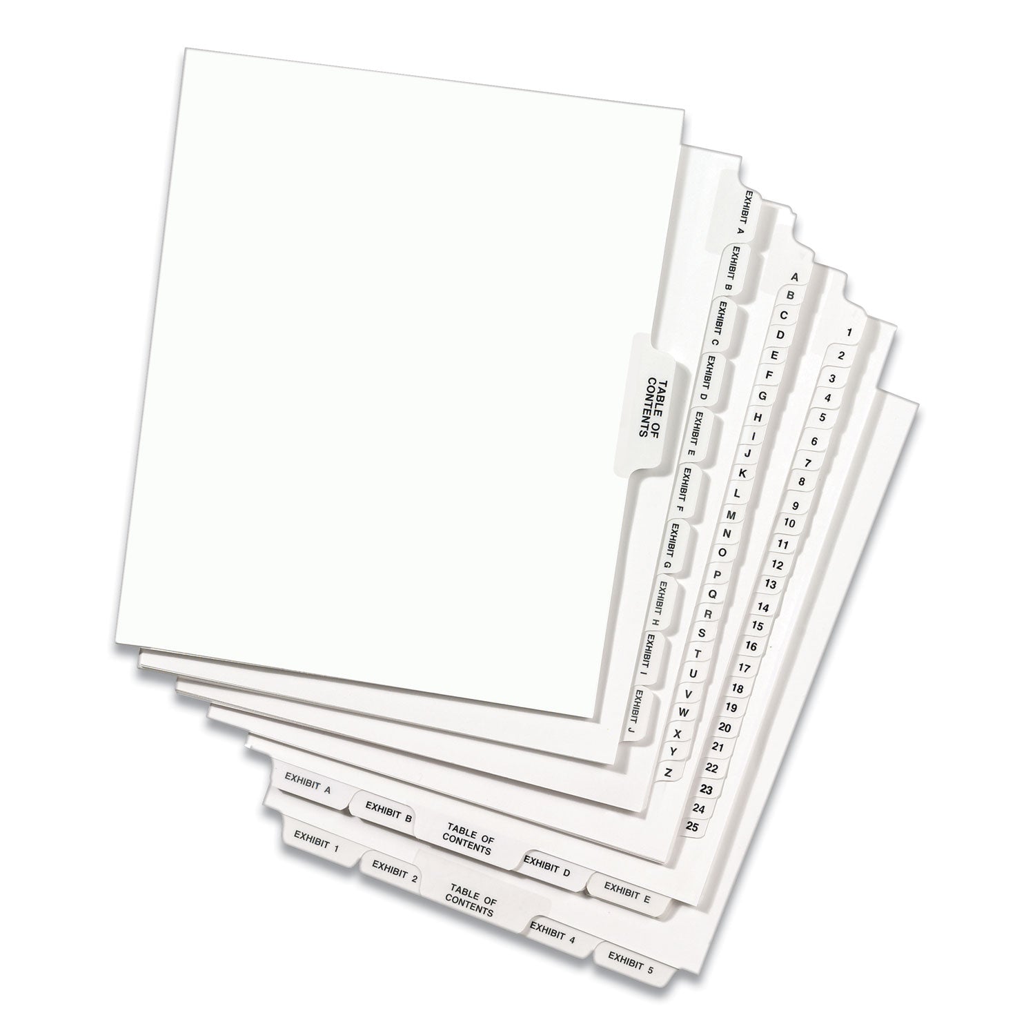 Avery Preprinted Legal Exhibit Side Tab Index Dividers, Avery Style, 11-Tab, 1 to 10, 11 x 8.5, White, 1 Set