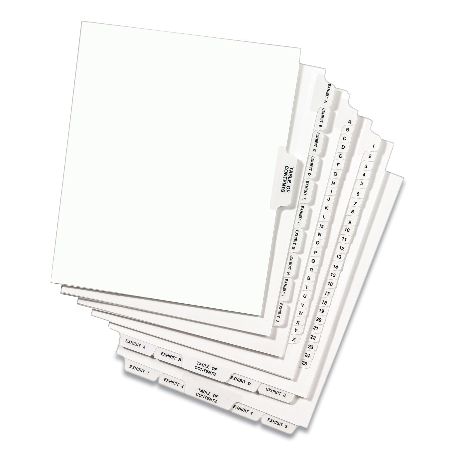 Avery Preprinted Legal Exhibit Side Tab Index Dividers, Avery Style, 10-Tab, 5, 11 x 8.5, White, 25/Pack