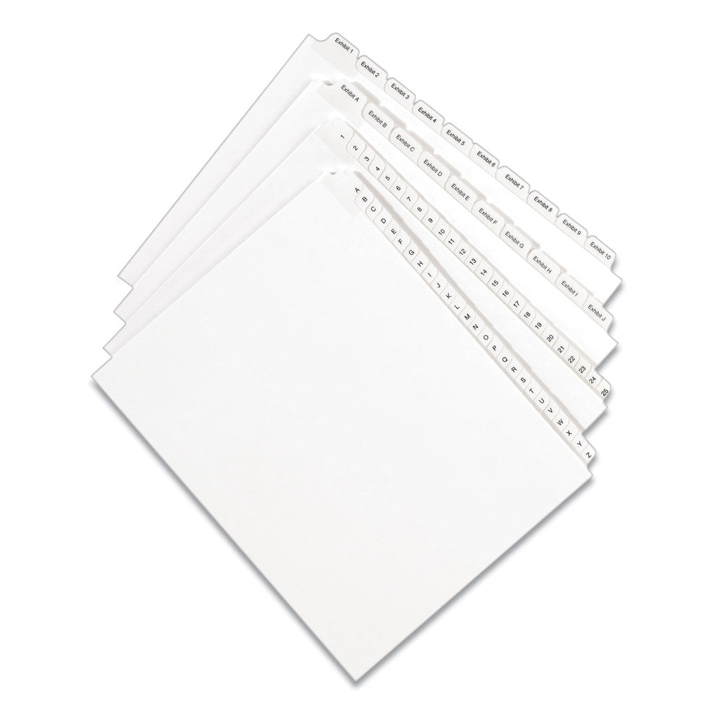 Avery Preprinted Legal Exhibit Side Tab Index Dividers, Allstate Style, 10-Tab, 7, 11 x 8.5, White, 25/Pack