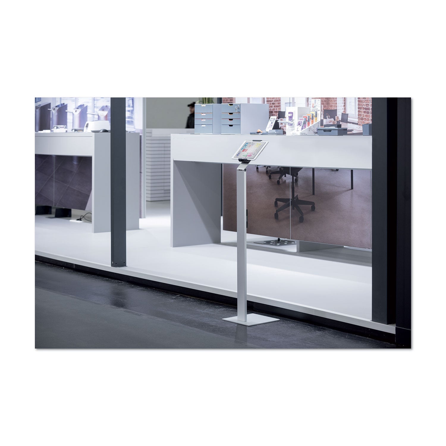 Durable Floor Stand Tablet Holder, Silver/Charcoal Gray