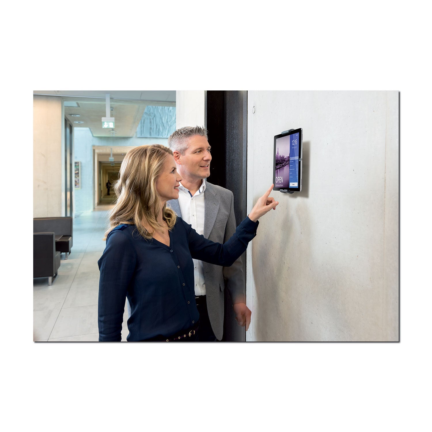 Durable Wall-Mounted Tablet Holder, Silver/Charcoal Gray