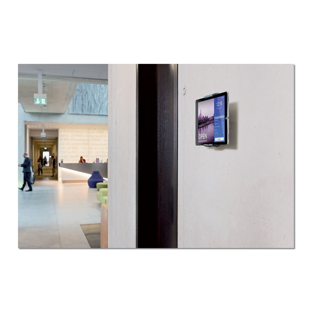 Durable Wall-Mounted Tablet Holder, Silver/Charcoal Gray