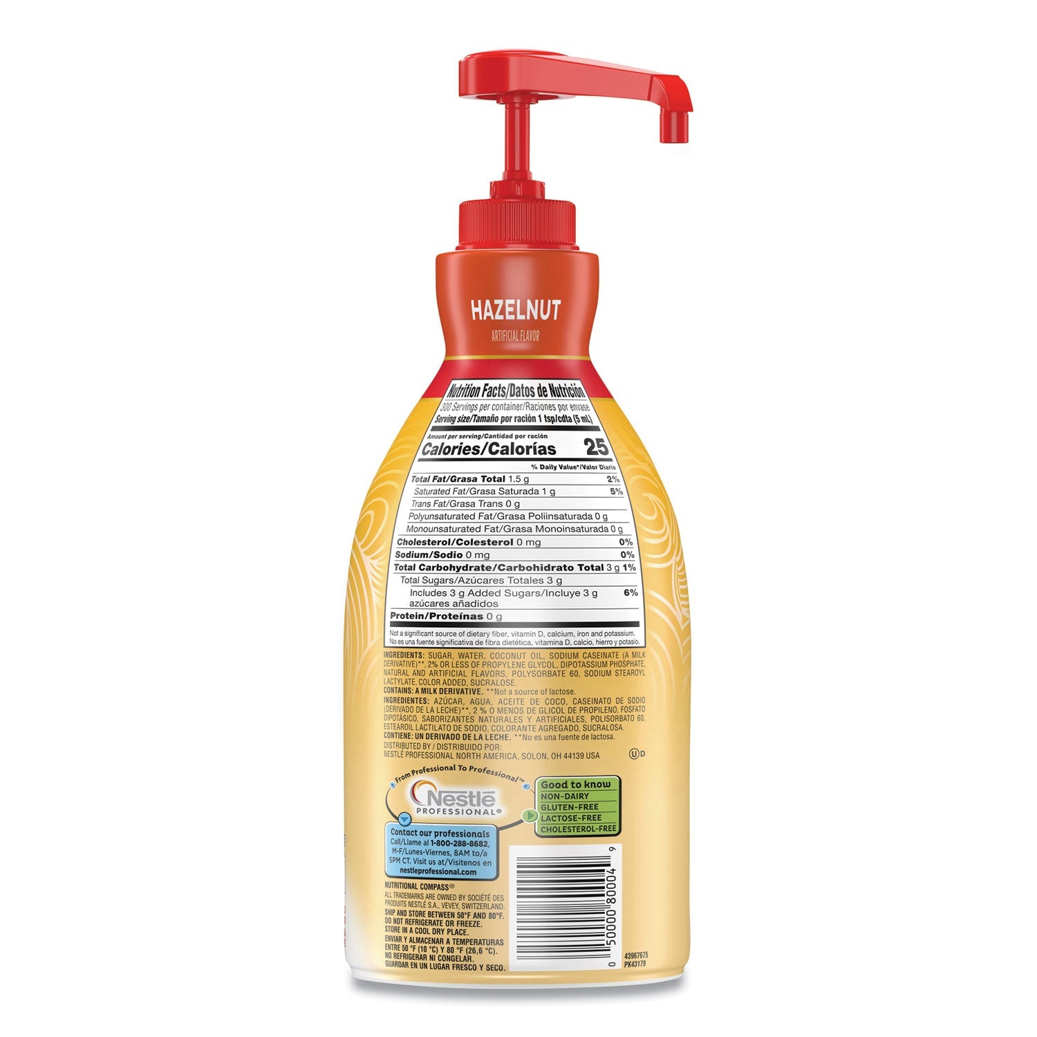 Coffee mate Liquid Coffee Creamer, Hazelnut, 1.5 Liter Pump Bottle, 2/Carton