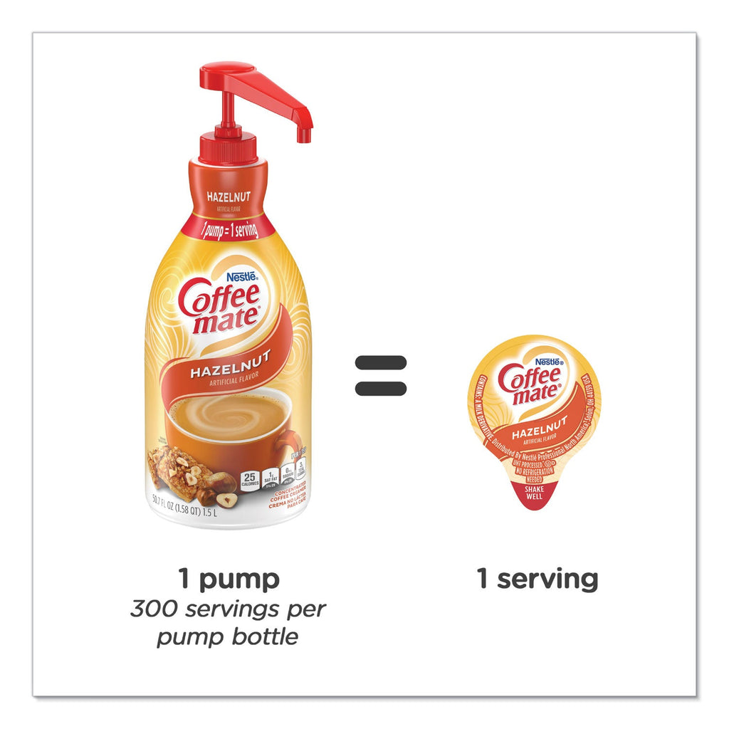 Coffee mate Liquid Coffee Creamer, Hazelnut, 1.5 Liter Pump Bottle, 2/Carton