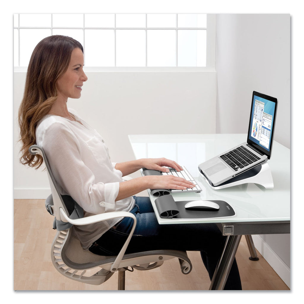 Fellowes I-Spire Series Laptop Lift, 13.19" x 9.31" x 4.13", White/Gray, Supports 10 lbs