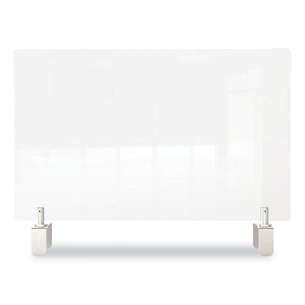 Ghent Clear Partition Extender with Attached Clamp, 42 x 3.88 x 18, Thermoplastic Sheeting