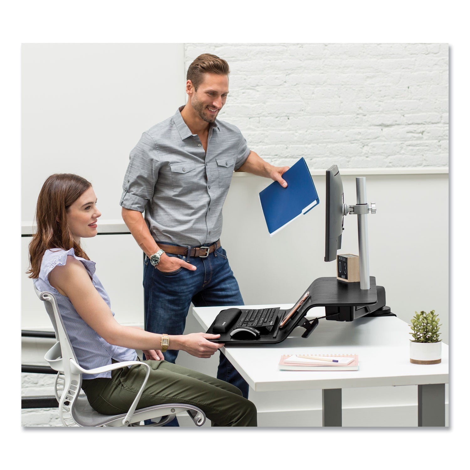 Fellowes Lotus RT Sit-Stand Workstation, 35.5" x 23.75" x 42.2" to 49.2", Black