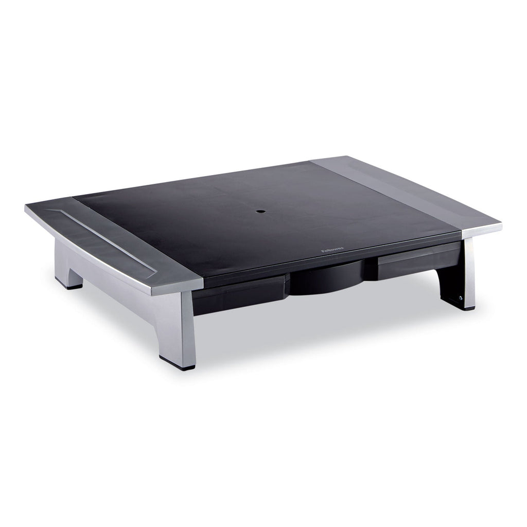 Fellowes Office Suites Standard Monitor Riser, For 21" Monitors, 19.78" x 14.06" x 4" to 6.5", Black/Silver, Supports 80 lbs