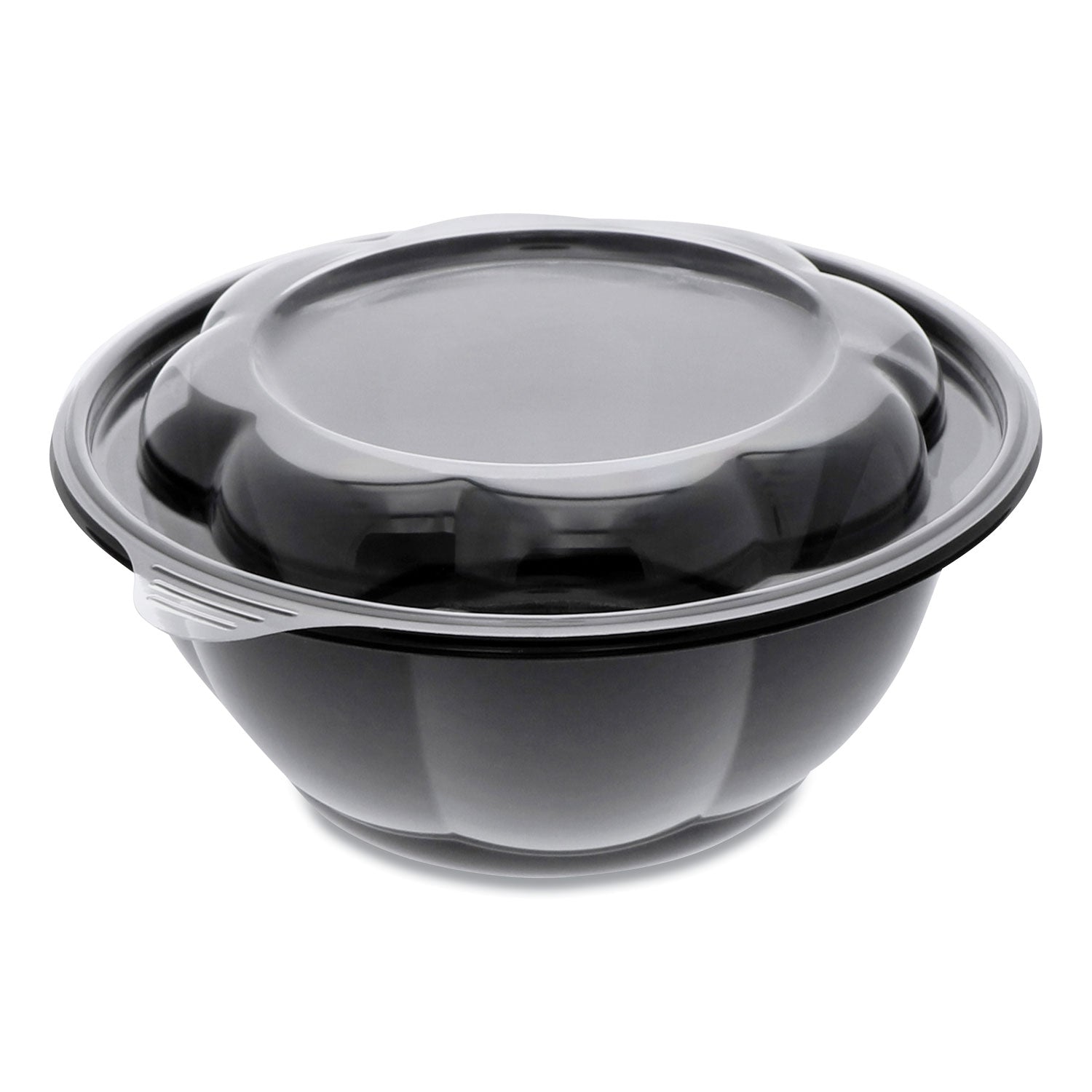 Pactiv Evergreen Roseware Bowl, 80 oz, 9.75" Diameter x 9h", Black Base/Clear Lid, Plastic, 252/Carton