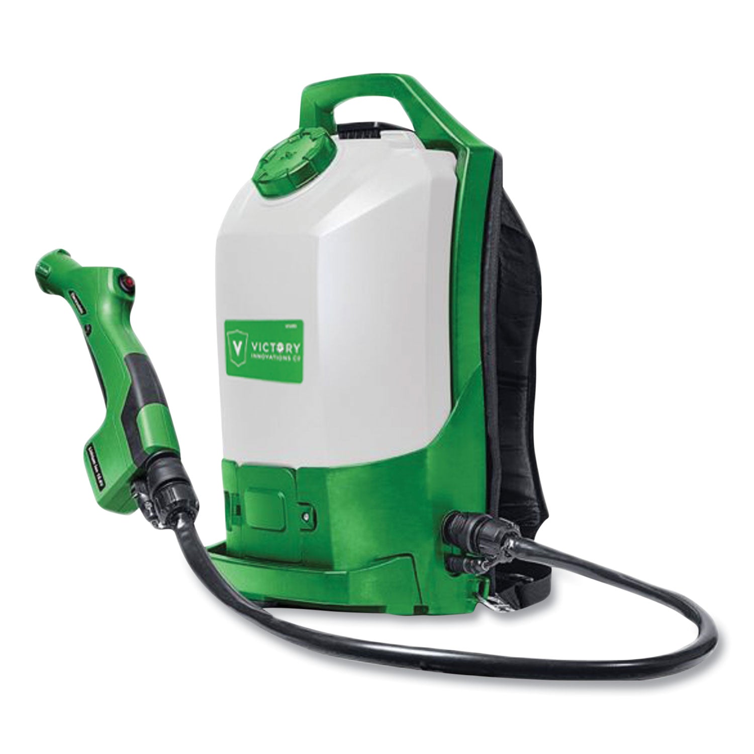 Victory Professional Cordless Electrostatic Backpack Sprayer, 2.25 gal, 0.65" x 48" Hose, Green/Translucent White/Black