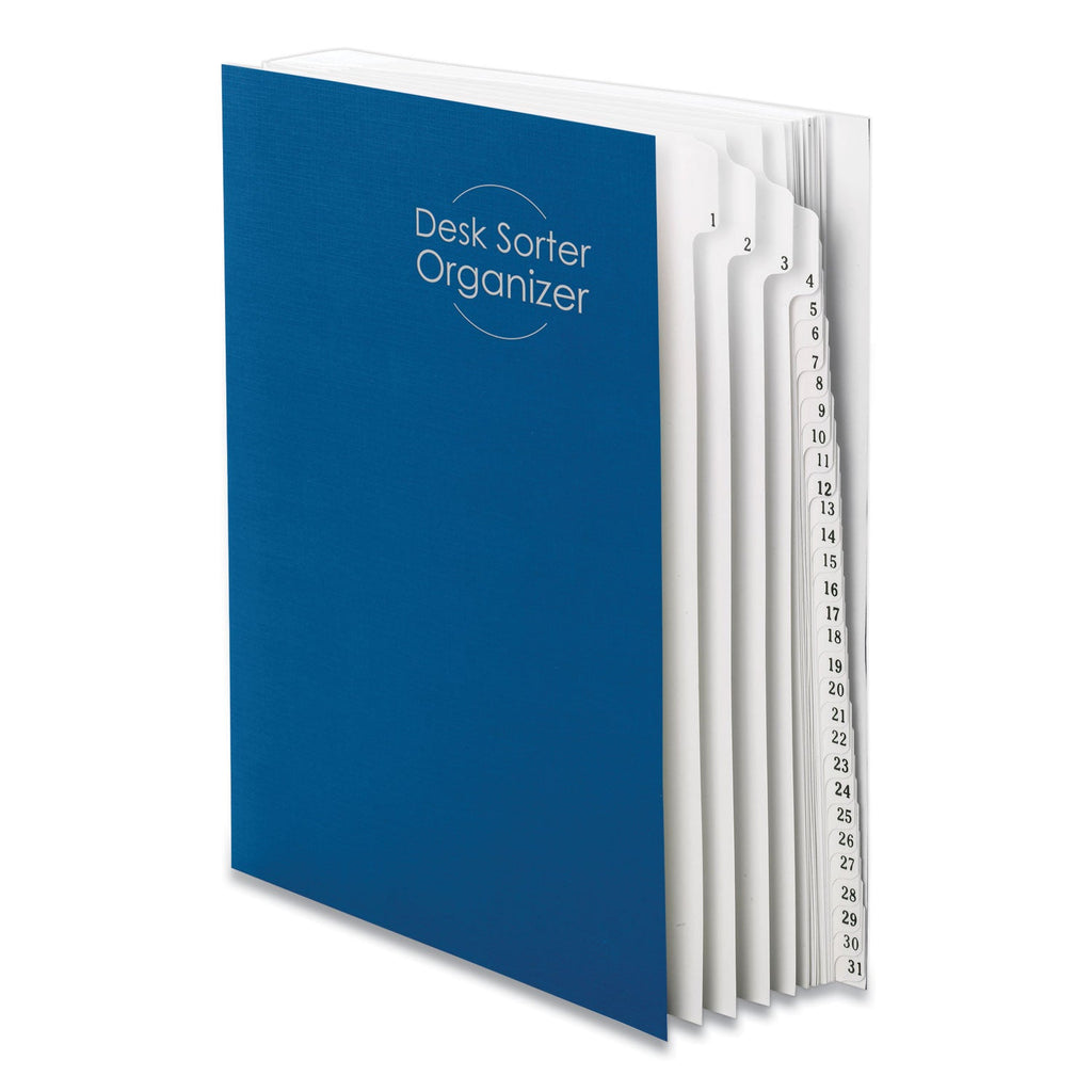 Smead Deluxe Expandable Indexed Desk File/Sorter, 31 Dividers, Date Index, Letter Size, Dark Blue Cover
