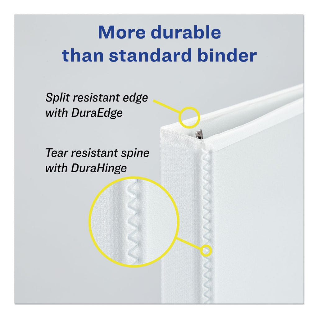 Avery Durable View Binder with DuraHinge and EZD Rings, 3 Rings, 4" Capacity, 11 x 8.5, White, (9801)
